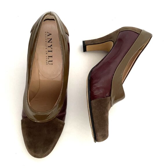 Anyi Lu Pumps Suede Patent Leather Made in Italy - Picture 14 of 15